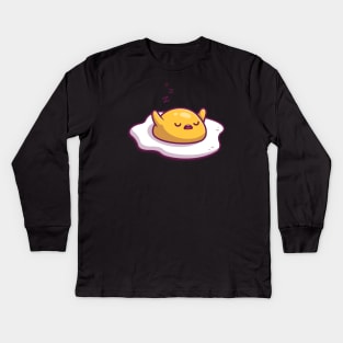 Cute Fried Egg Sleeping Cartoon Kids Long Sleeve T-Shirt